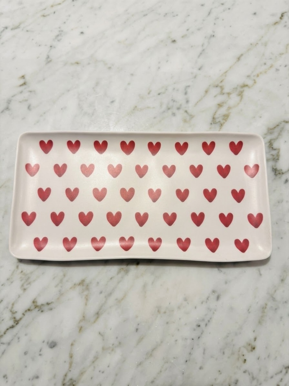 New Heart Pattern Ceramic Serving Tray - Pink Hearts